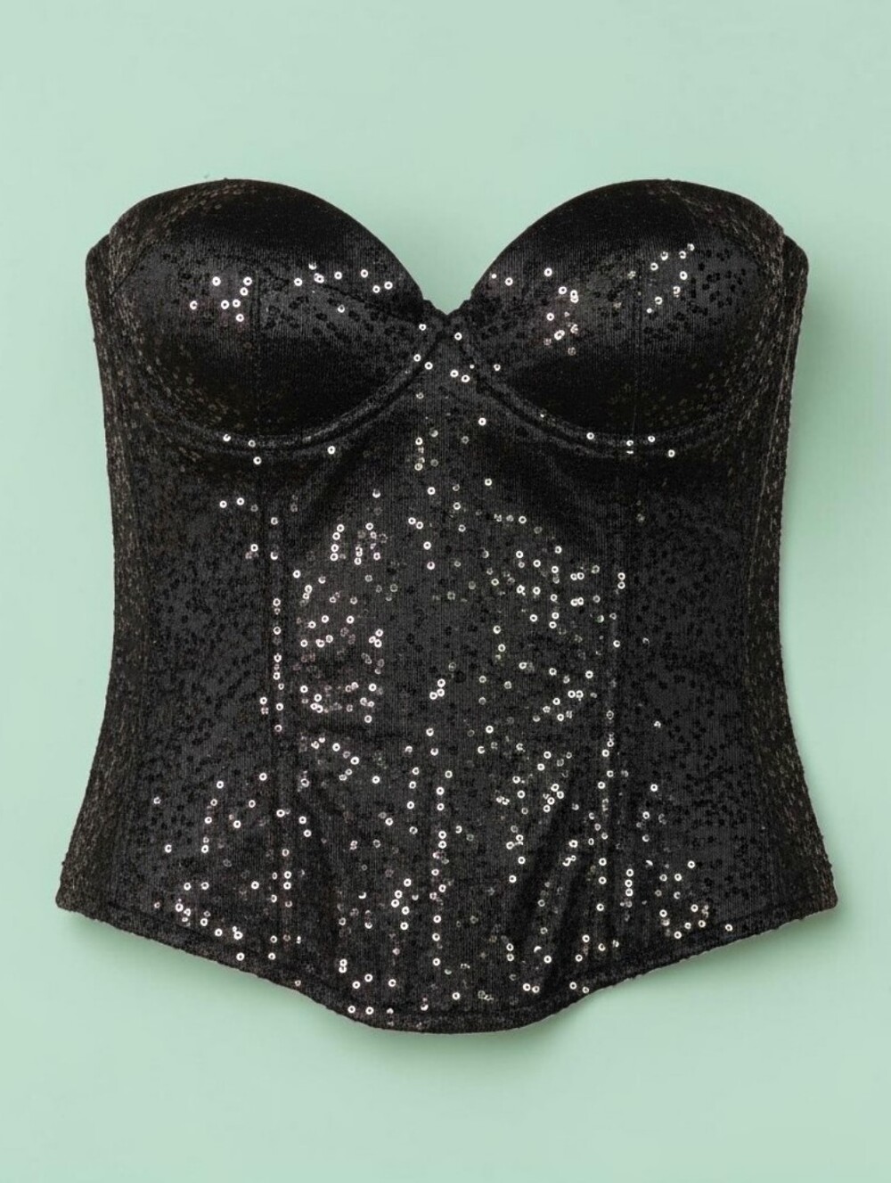 STARLINE Black Sequin Strapless Bustier Corset